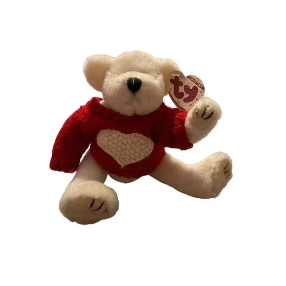 Ty Attic Treasures NICHOLAS the Bear -White Polar Bear w/Heart Sweater - Picture 1 of 4